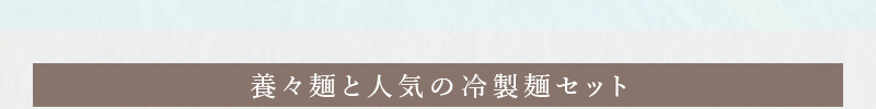 養々麺と人気の冷製麺セット